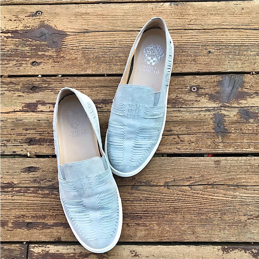Vince Camuto Beyza Grey Suede Slip-on Sneakers